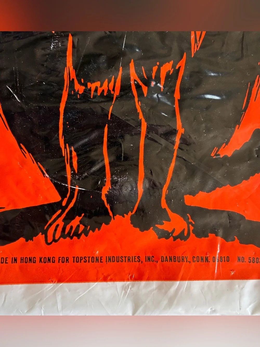 Vtg Halloween 2 Sided Black Cat Plastic Trick Or Treat Bag Witch Decoration Snap